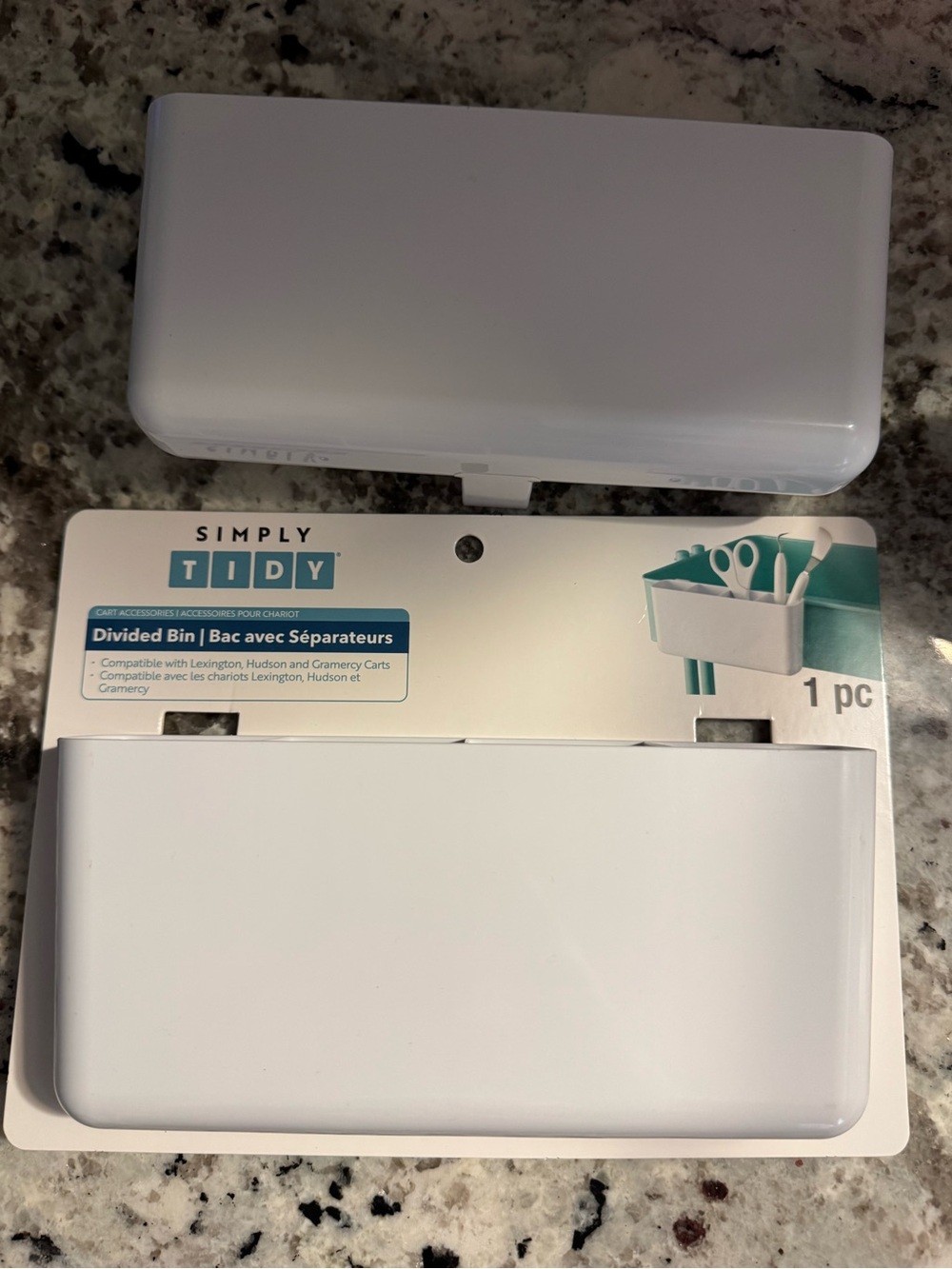 White Divided Bin - 2 Pc